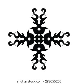 Tattoo tribal vector design sketch. Cross art decorative black ornament. Simple logo on white background. Designer isolated abstract element for arm, leg, shoulder men and women.
