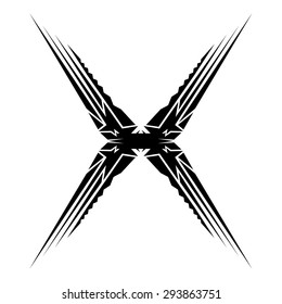 Tattoo tribal vector design sketch. Single sleeve art pattern arm. Simple logo on white background. Designer isolated abstract element for arm, leg, shoulder men and women.  