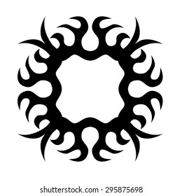 Tattoo tribal vector design sketch. Simple circle art  logo black ornament. Designer isolated abstract element for arm, leg, shoulder men and women on white background.