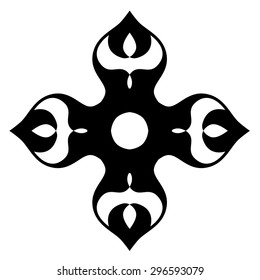 Tattoo tribal vector design sketch. Art cross decorative black ornament. Simple logo on white background. Designer isolated abstract element for arm, leg, shoulder men and women.