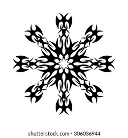 Tattoo tribal vector design sketch. Simple circle art  logo black ornament. Designer isolated abstract element for arm, leg, shoulder men and women on white background.