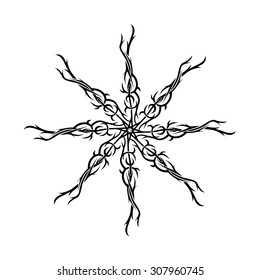 Tattoo tribal vector design sketch. Simple star art  logo black ornament. Designer isolated abstract element for arm, leg, shoulder men and women on white background.