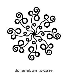 Tattoo tribal vector design sketch. Simple circle art  logo black ornament. 