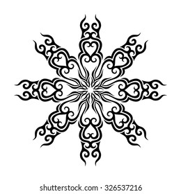 Tattoo tribal vector design sketch. Simple circle art  logo ornament. Designer isolated abstract element for arm, leg, shoulder men and women on white background.