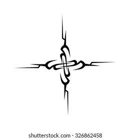 Tattoo tribal vector design sketch. Single cross pattern. Simple logo. Designer isolated abstract element for arm, leg, shoulder men and women on white background.