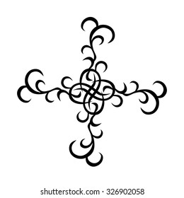 Tattoo tribal vector design sketch. Single cross pattern. Simple logo. Designer isolated abstract element for arm, leg, shoulder men and women on white background.