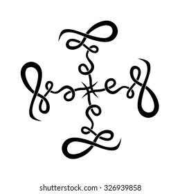 Tattoo tribal vector design sketch. Single cross pattern. Simple logo. Designer isolated abstract element for arm, leg, shoulder men and women on white background.