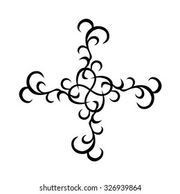 Tattoo tribal vector design sketch. Single cross pattern. Simple logo. Designer isolated abstract element for arm, leg, shoulder men and women on white background.
