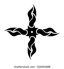 Tattoo tribal vector design sketch. Single cross pattern. Simple logo. Designer isolated abstract element for arm, leg, shoulder men and women on white background.