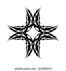 Tattoo tribal vector design sketch. Single cross pattern. Simple logo. Designer isolated abstract element for arm, leg, shoulder men and women on white background.