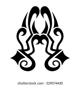 Tattoo tribal vector design sketch. Single sleeve art pattern arm. Simple logo. Designer isolated abstract element for arm, leg, shoulder men and women on white background.