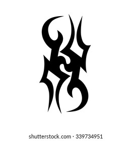 Tattoo tribal vector design sketch. Single sleeve art pattern arm. Simple logo. Designer isolated abstract element for arm, leg, shoulder men and women on white background.