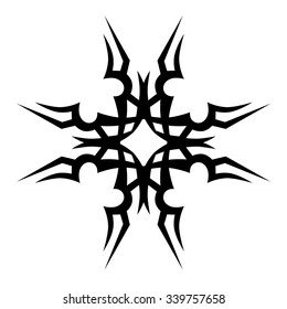 Tattoo tribal vector design sketch. Single cross pattern. Simple logo. Designer isolated abstract element for arm, leg, shoulder men and women on white background.