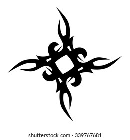 Tattoo tribal vector design sketch. Single cross pattern. Simple logo. Designer isolated abstract element for arm, leg, shoulder men and women on white background.