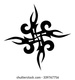 Tattoo tribal vector design sketch. Single cross pattern. Simple logo. Designer isolated abstract element for arm, leg, shoulder men and women on white background.