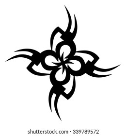 Tattoo tribal vector design sketch. Single cross pattern. Simple logo. Designer isolated abstract element for arm, leg, shoulder men and women on white background.