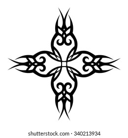 Tattoo tribal vector design sketch. Single cross pattern. Simple logo. Designer isolated abstract element for arm, leg, shoulder men and women on white background.