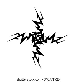 Tattoo tribal vector design sketch. Single cross pattern. Simple logo. Designer isolated abstract element for arm, leg, shoulder men and women on white background.