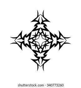 Tattoo tribal vector design sketch. Single cross pattern. Simple logo. Designer isolated abstract element for arm, leg, shoulder men and women on white background.
