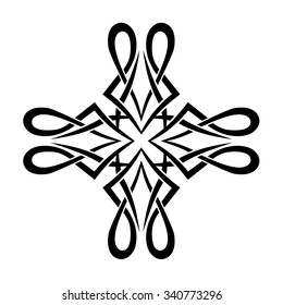 Tattoo tribal vector design sketch. Single cross pattern. Simple logo. Designer isolated abstract element for arm, leg, shoulder men and women on white background.