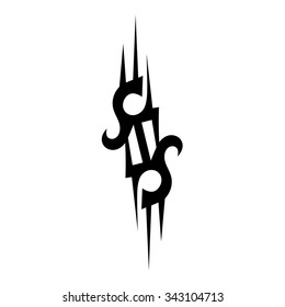 Tattoo tribal vector design sketch. Single sleeve art pattern arm. Simple logo. Designer isolated abstract element for arm, leg, shoulder men and women on white background.