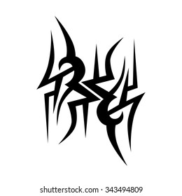 Tattoo tribal vector design sketch. Single sleeve art pattern arm. Simple logo. Designer isolated abstract element for arm, leg, shoulder men and women on white background.