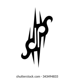 Tattoo tribal vector design sketch. Single sleeve art pattern arm. Simple logo. Designer isolated abstract element for arm, leg, shoulder men and women on white background.