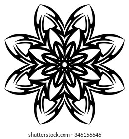 Tattoo tribal vector design sketch. Simple circle art  logo ornament. Designer isolated abstract element for arm, leg, shoulder men and women on white background.