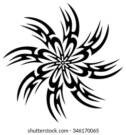 Tattoo tribal vector design sketch. Simple circle art  logo ornament. Designer isolated abstract element for arm, leg, shoulder men and women on white background.