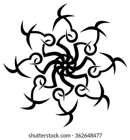Tattoo tribal vector design sketch. Simple circle art  logo ornament. Designer isolated abstract element for arm, leg, shoulder men and women on white background.