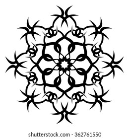 Tattoo tribal vector design sketch. Single circle art pattern. Simple logo. Designer isolated abstract element for arm, leg, shoulder men and women on white background.