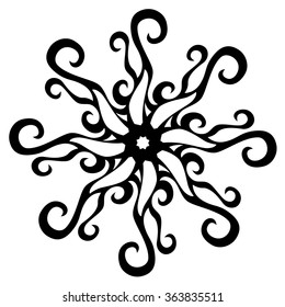 Tattoo tribal vector design sketch. Single circle art pattern. Simple logo. Designer isolated abstract element for arm, leg, shoulder men and women on white background.