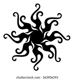 Tattoo tribal vector design sketch. Single circle art pattern. Simple logo. Designer isolated abstract element for arm, leg, shoulder men and women on white background.