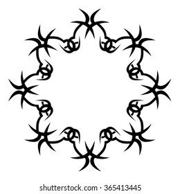 Tattoo tribal vector design sketch. Single circle frame art pattern. Simple logo. Designer isolated abstract element for arm, leg, shoulder men and women on white background.