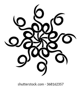 Tattoo tribal vector design sketch. Single circle art pattern. Simple logo. Designer isolated abstract element for arm, leg, shoulder men and women on white background.