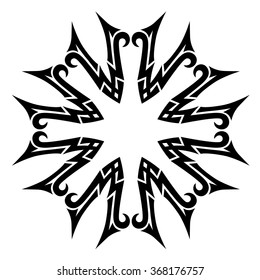 Tattoo tribal vector design sketch. Single circle art pattern. Simple logo. Designer isolated abstract element for arm, leg, shoulder men and women on white background.