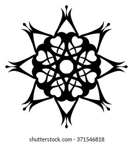 Tattoo tribal vector design sketch. Single circle art pattern. Simple logo. Designer isolated abstract element for arm, leg, shoulder men and women on white background.