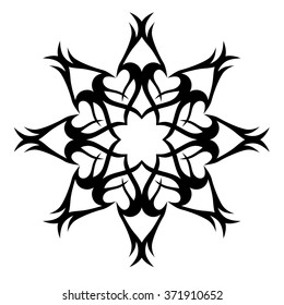 Tattoo tribal vector design sketch. Single circle art pattern. Simple logo. Designer isolated abstract element for arm, leg, shoulder men and women on white background.
