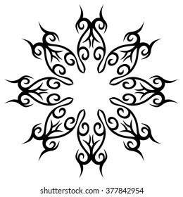 Tattoo tribal vector design sketch. Single circle art pattern. Simple logo. Designer isolated abstract element for arm, leg , shoulder men and women on white background.
