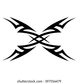 Tattoo tribal vector design sketch. Single sleeve pattern arm. Simple logo. Designer isolated abstract element for arm, leg , shoulder men and women on white background.
