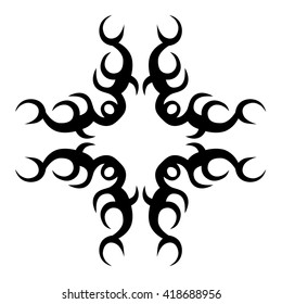 Tattoo tribal vector design sketch. Single cross pattern. Simple logo. Designer isolated abstract element for arm, leg , shoulder men and women on white background.