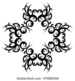 Tattoo tribal vector design sketch. Single cross pattern. Simple logo. Designer isolated abstract element for arm, leg , shoulder men and women on white background.