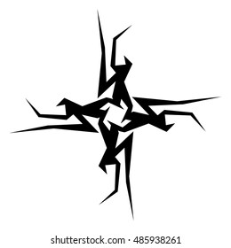 Tattoo tribal vector design sketch. Single cross pattern. Simple logo. Designer isolated abstract element for arm, leg , shoulder men and women on white background.