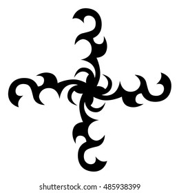 Tattoo tribal vector design sketch. Single cross pattern. Simple logo. Designer isolated abstract element for arm, leg , shoulder men and women on white background.