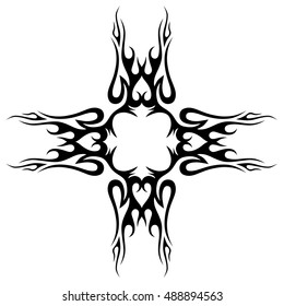 Tattoo tribal vector design sketch. Single cross pattern. Simple logo. Designer isolated abstract element for arm, leg , shoulder men and women on white background.