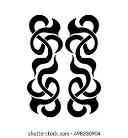 Tattoo tribal vector design sketch. Single sleeve pattern arm. Simple logo. Designer isolated abstract element for arm, leg , shoulder men and women on white background.  
