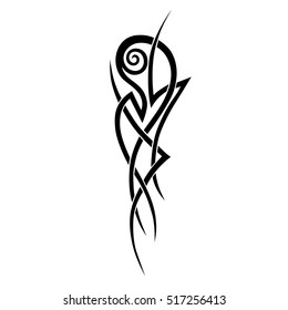 Tattoo tribal vector design sketch. Single sleeve pattern arm. Simple logo. Designer isolated abstract element for arm, leg , shoulder men and women on white background. 