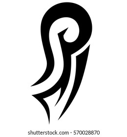 Tattoo tribal vector design sketch. Single sleeve pattern arm. Simple logo. Designer simple element for arm, leg , shoulder men and women. Abstract  illustration.