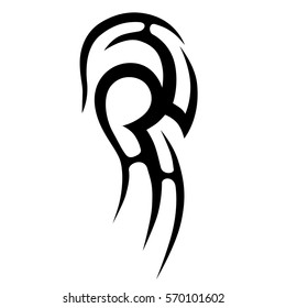 Tattoo tribal vector design sketch. Single sleeve pattern arm. Simple logo. Designer simple element for arm, leg , shoulder men and women. Abstract  illustration.