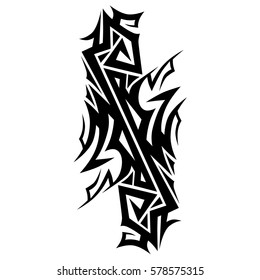 Tattoo tribal vector design sketch. Single sleeve pattern arm. Simple logo. Designer simple element for arm, leg , shoulder men and women. Abstract  illustration.